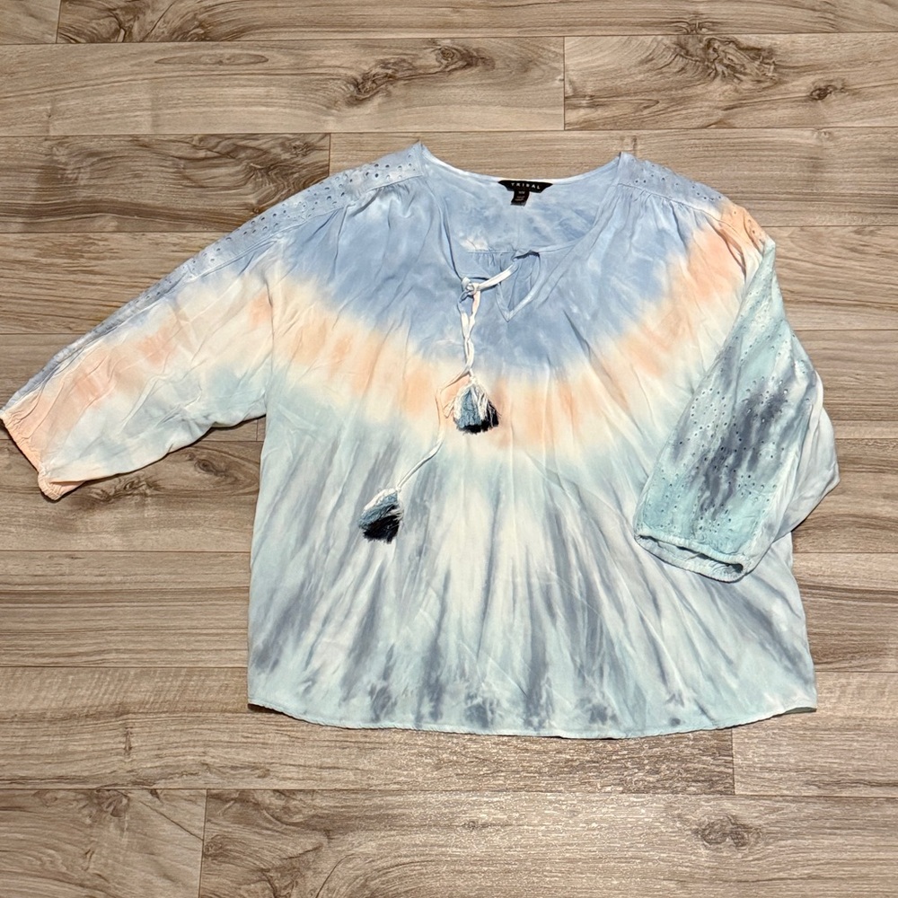 Tribal Tie-Dye Tassel Blouse